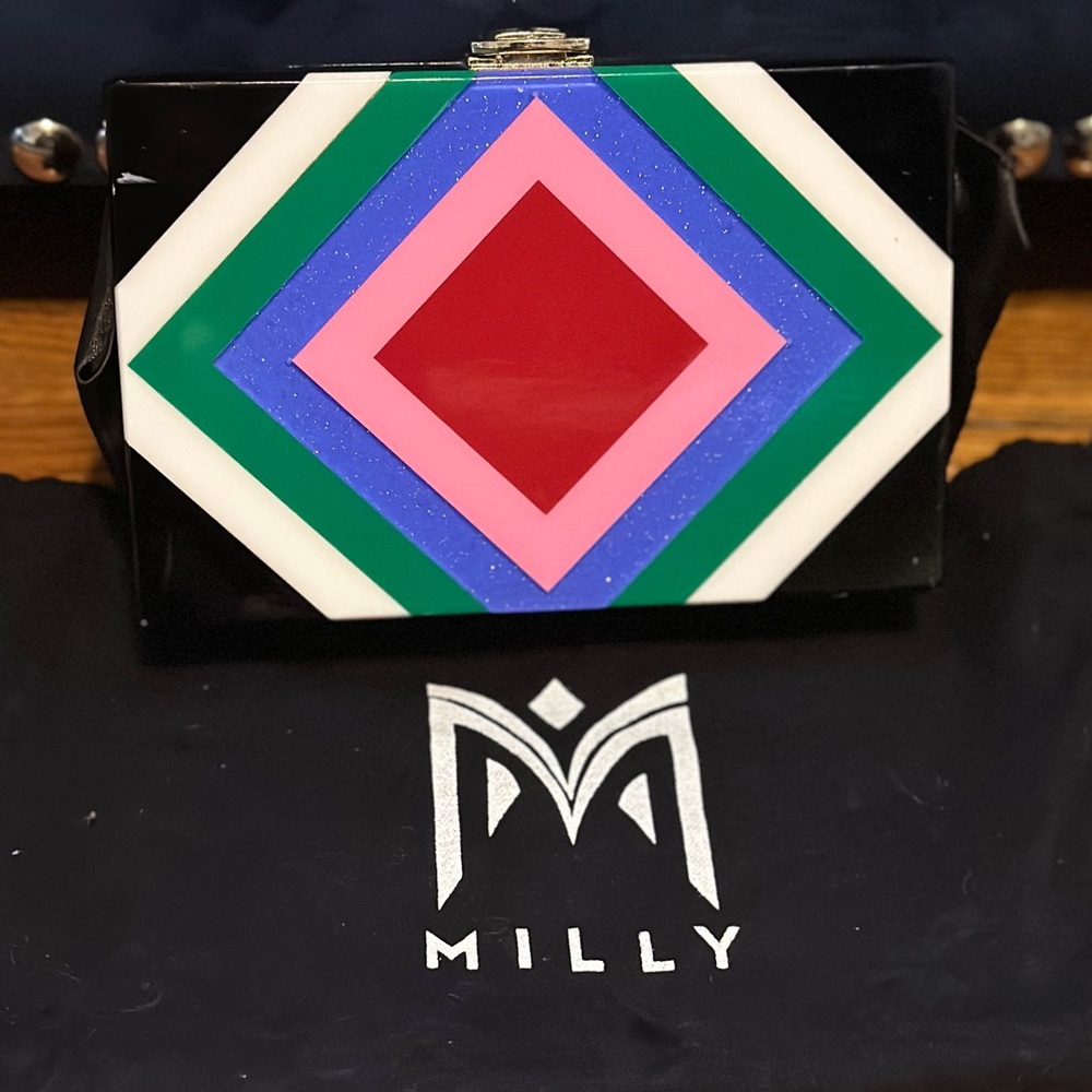 🤩NEW Date Night Milly DESIGNER Bag, Multi Colors, Gold Clasp, w/Dust Bag
